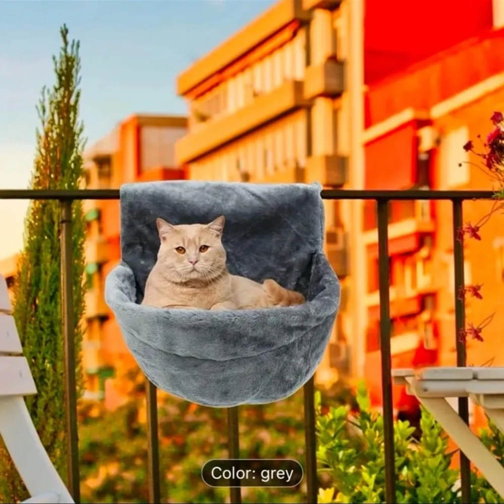 [1pc] Cat Hammock Pet Bed - Polyester Fiber, Soft Plush Kitty Swing Bed, Hanging